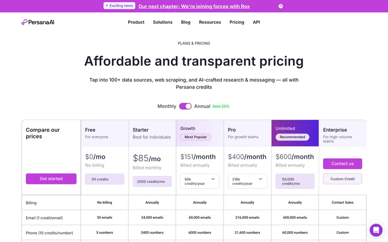 Persana AI pricing