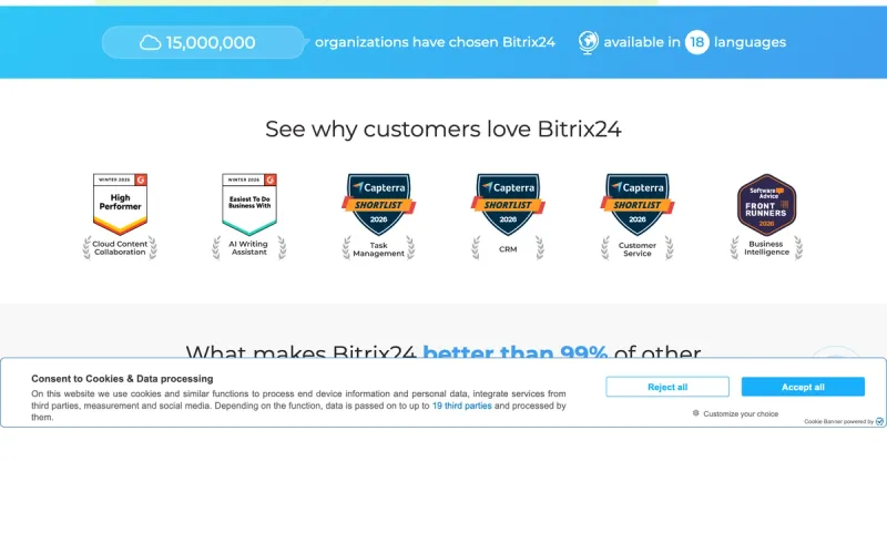 Bitrix24 homepage screenshot