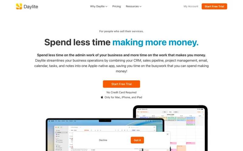 Daylite (Marketcircle) homepage screenshot
