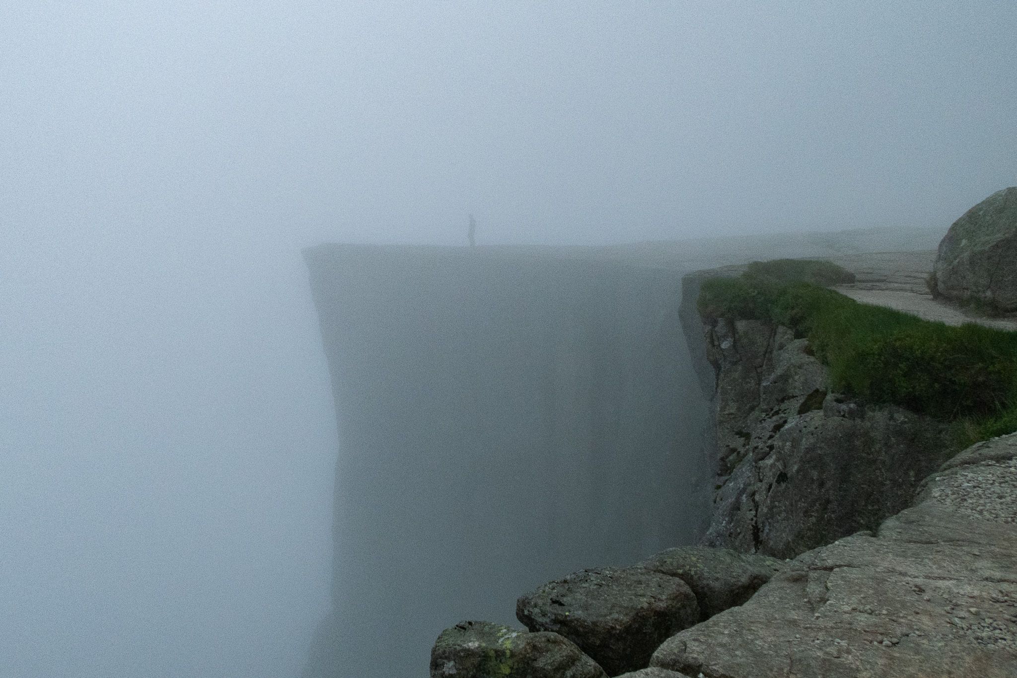 a foggy pulpit rock