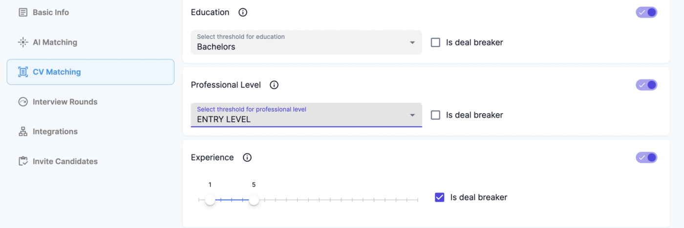 “Process diagram showing how AI evaluates resumes using keywords and dealbreakers”