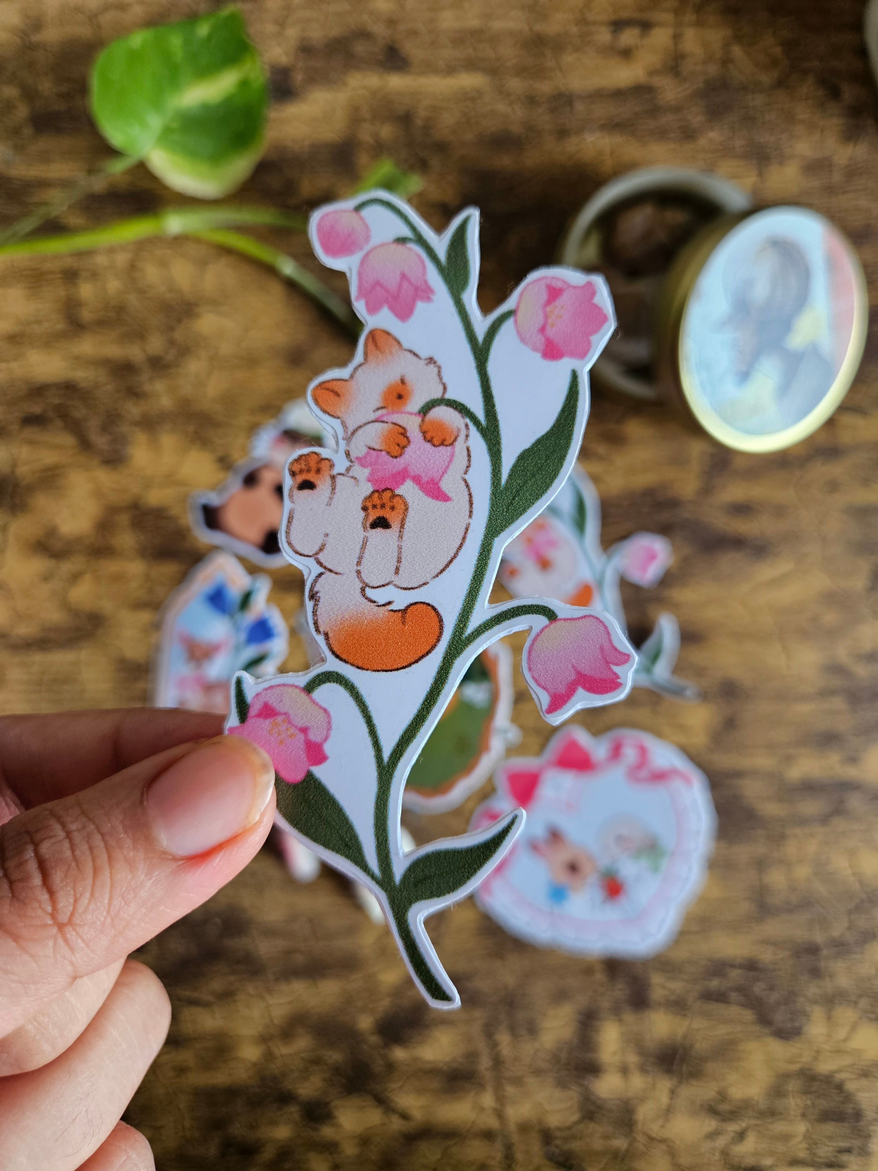 Flower Swing Cat Stickers