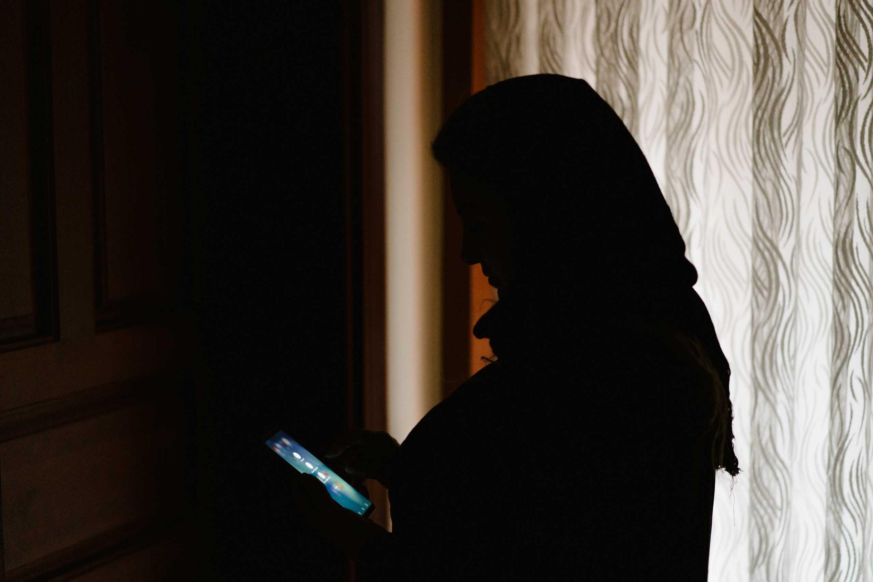 Somayeh on her phone