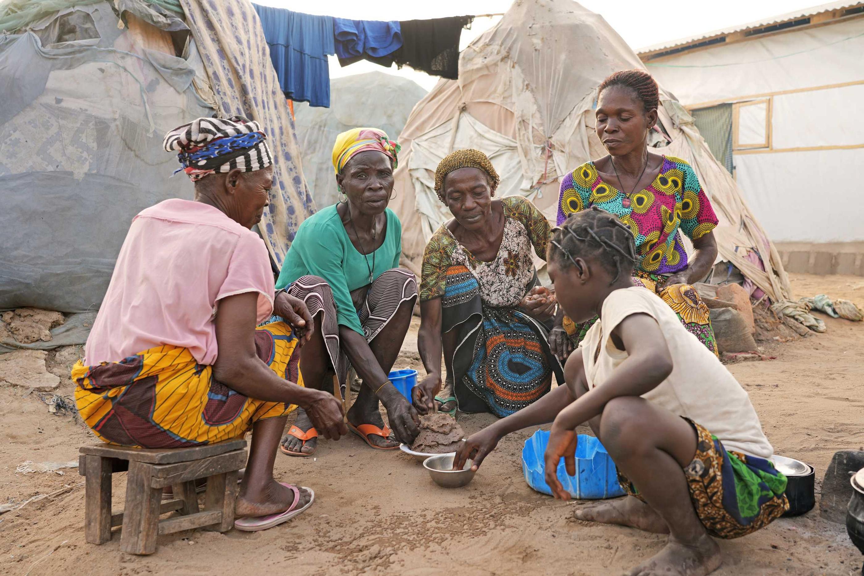 Family having meal in Benue State Christian Refugee Camp