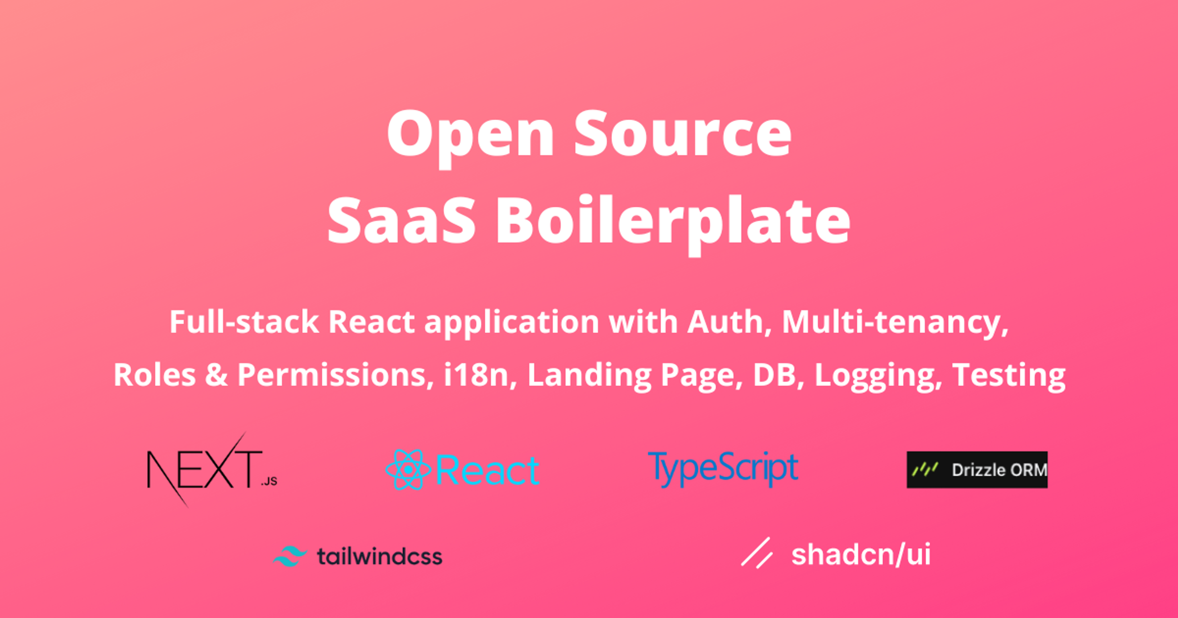 🚀🎉📚 SaaS Boilerplate built with Next.js + Tailwind CSS + Shadcn UI + TypeScript. ⚡️ Full-stack React application with Auth, Multi-tenancy, Roles & Permissions, i18n, Landing Page, DB, Logging, Testing