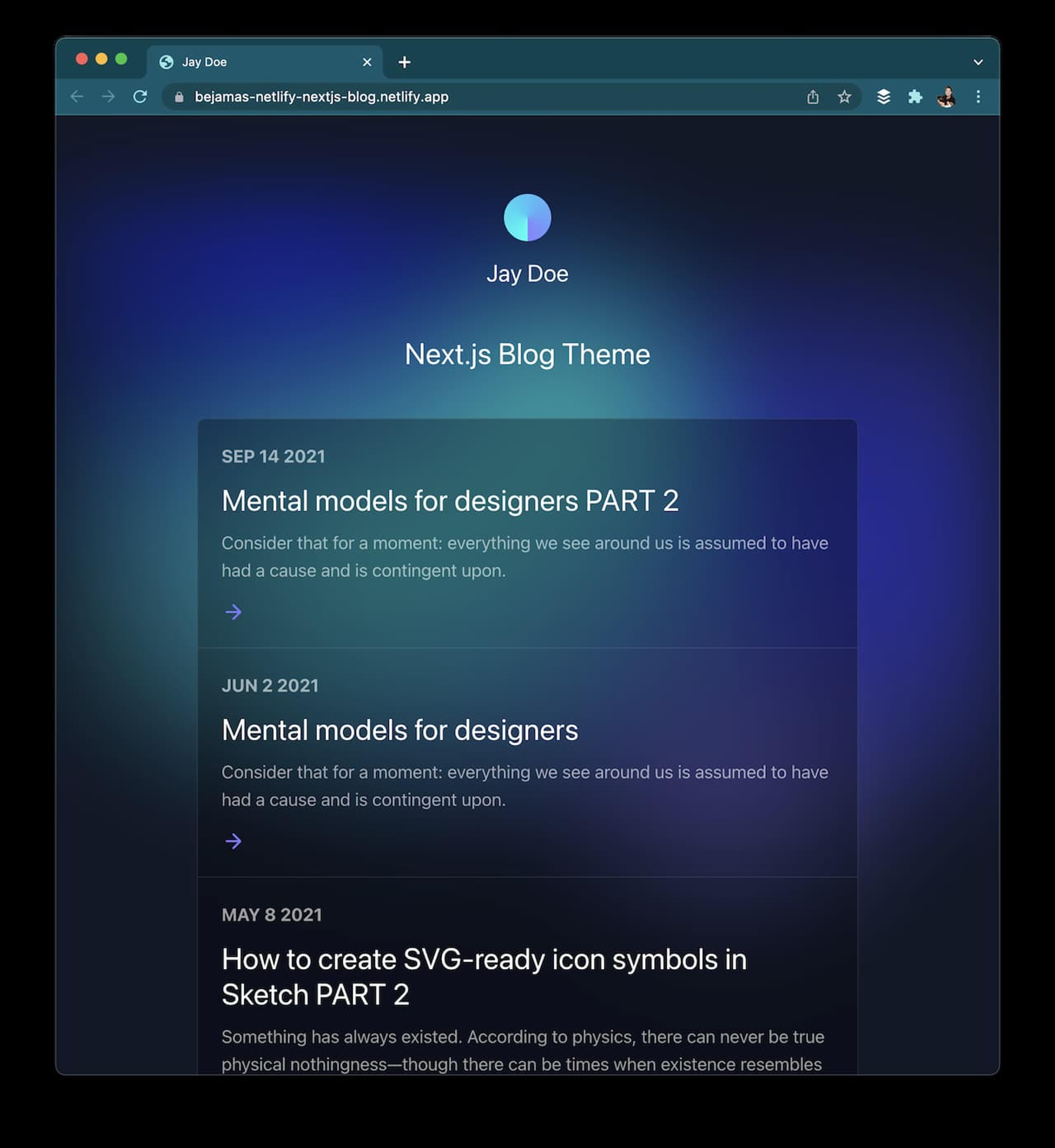 A customizable Next.js and Tailwind blog starter with visual editing and Git Content Source. Designed by the Bejamas agency.