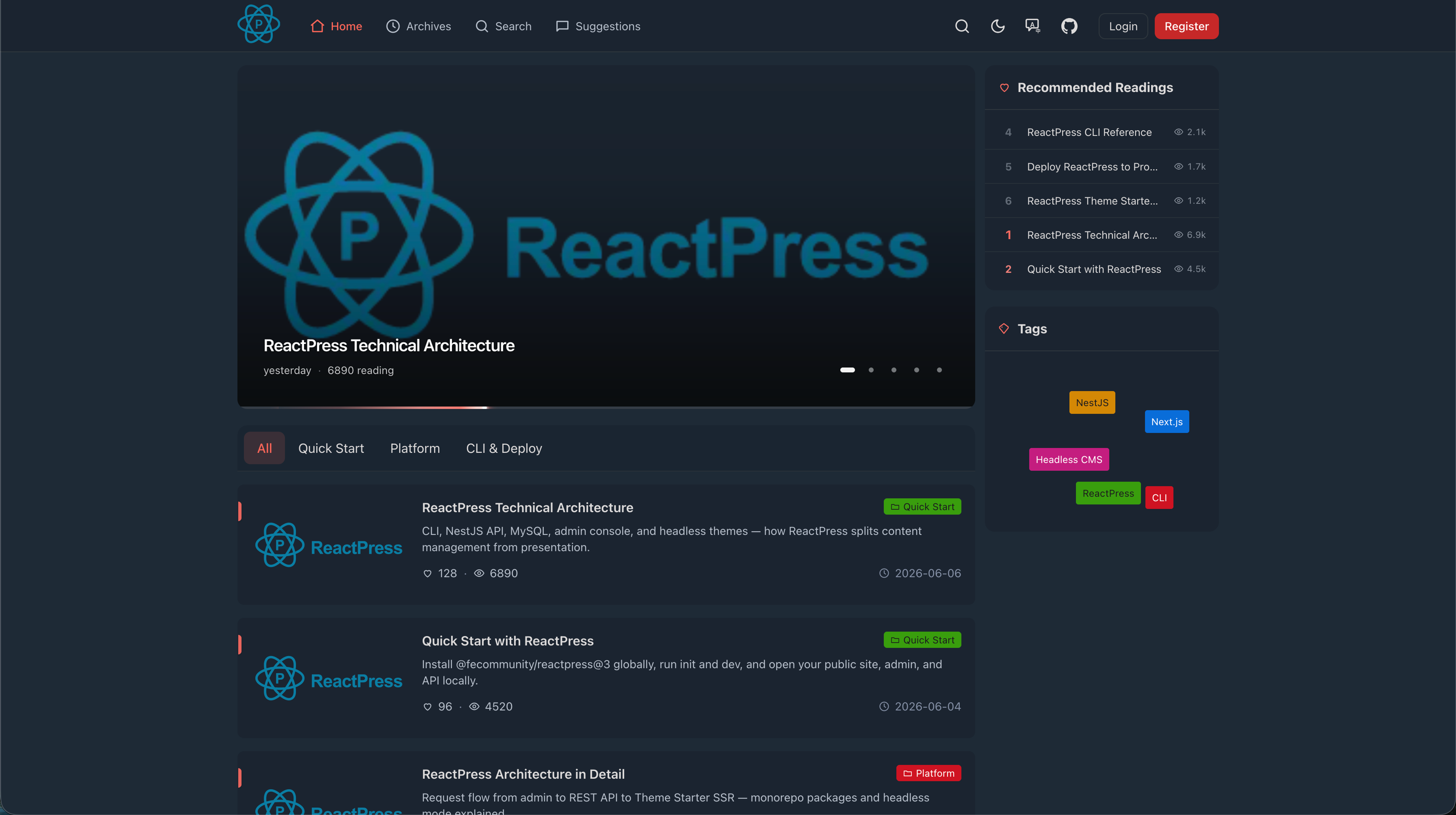 🚀 Official Next.js 15 theme for ReactPress — headless blog with mock mode, knowledge base, comments, and one-click Vercel deploy.