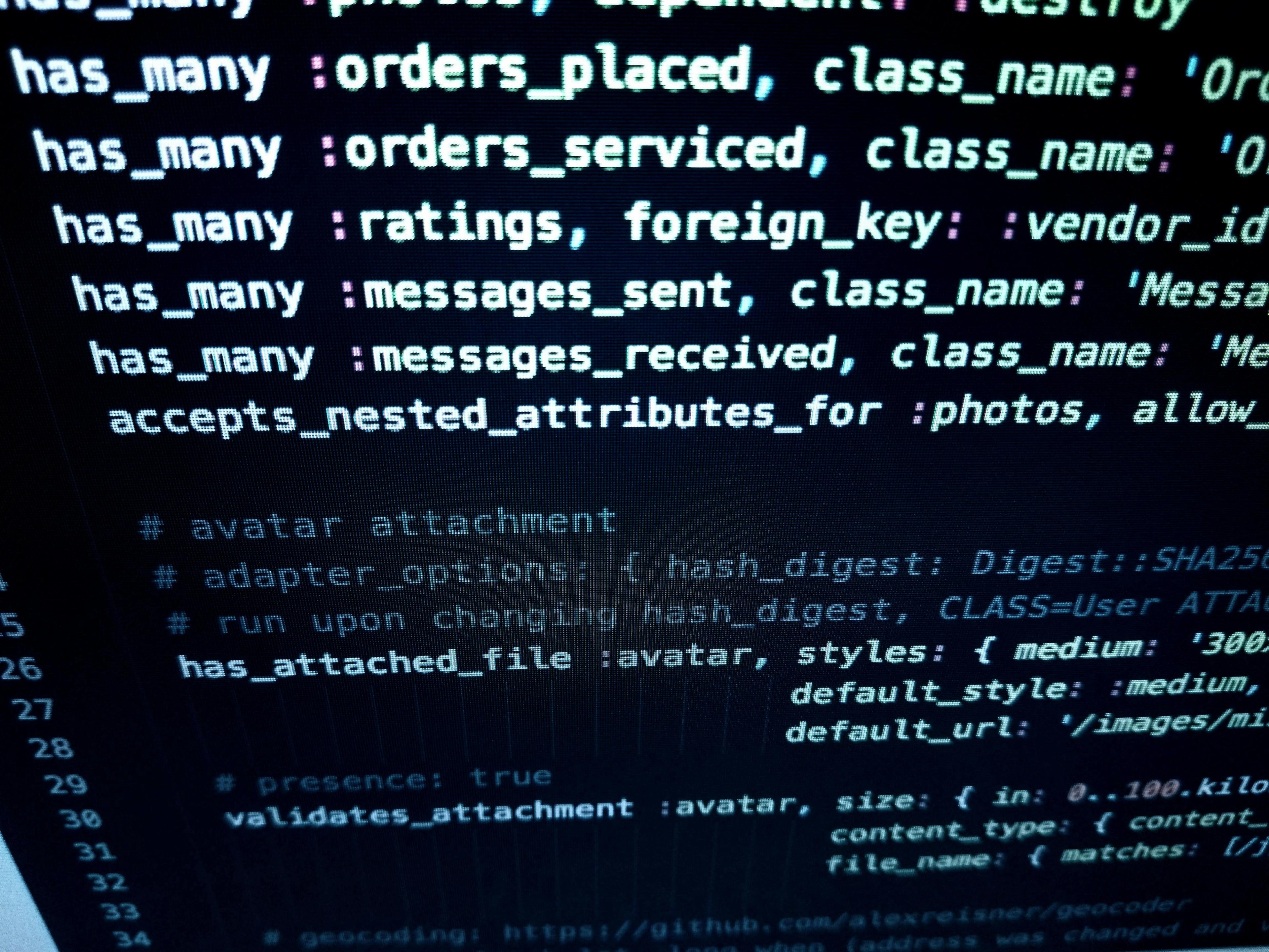 Close-up image featuring detailed programming code on a computer screen, ideal for tech-related themes.