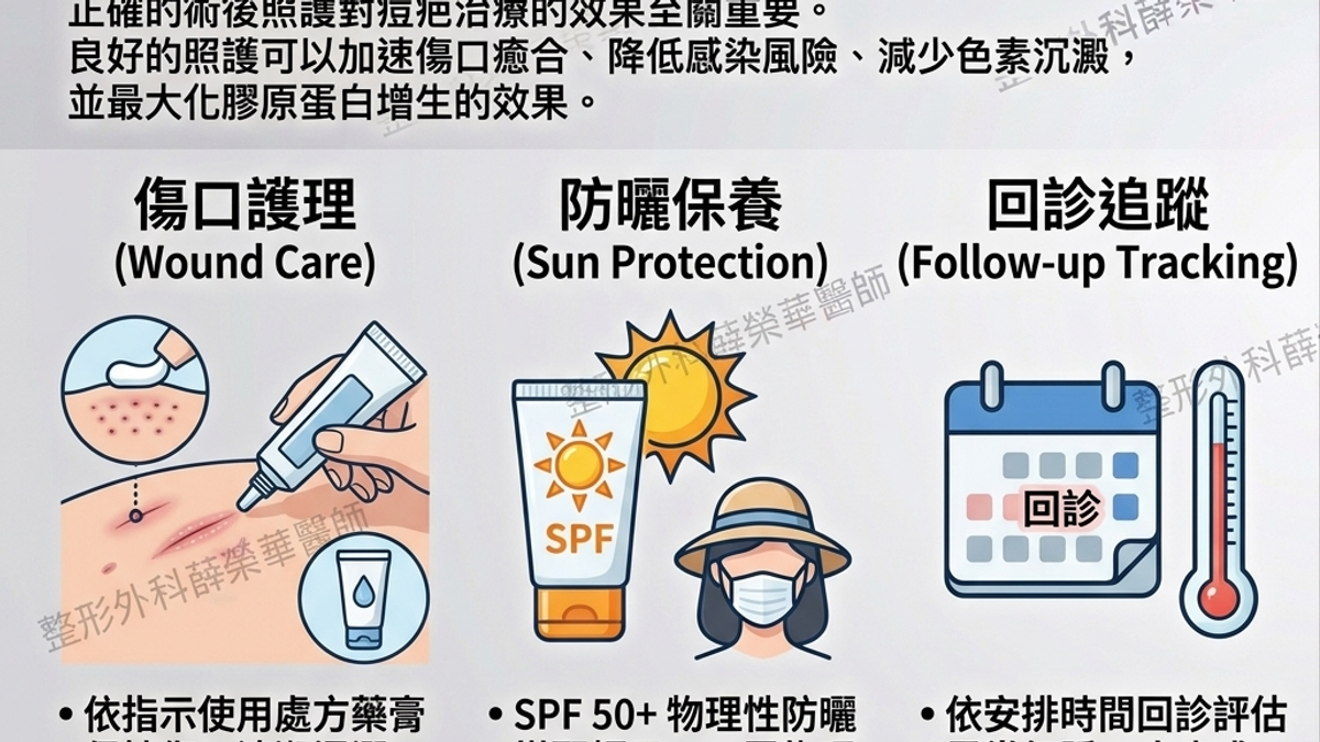 拒絕術後反黑：全年防曬與溫和清潔的正確醫囑。