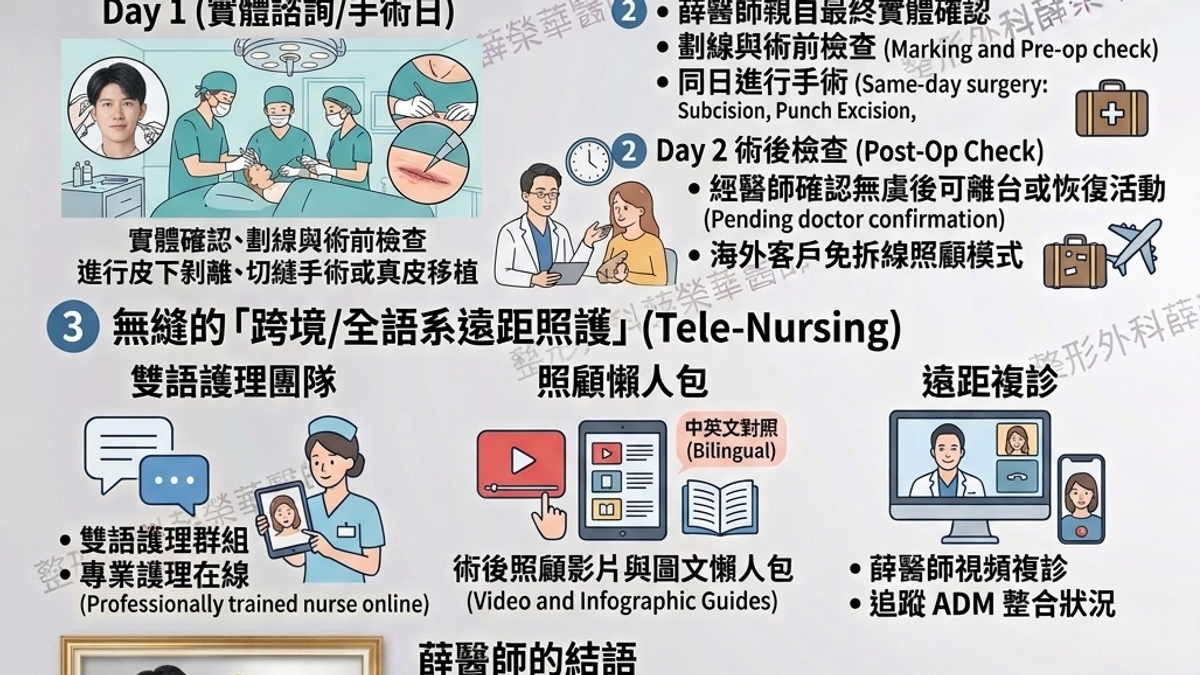 Condensed Treatment:  Day 1 (In-Person Consult/Surgery Day): Dr. Hsueh will personally perform the final in-person confirmation, surgical marking, and pre-op check. The surgery—whether Subcision, Punch Excision, or Dermal Grafting—will be performed on the same day.  Day 2 (Post-Op Check): Depending on the surgery, you may depart or resume normal activities 2 days after the procedure, pending confirmation of wound stability by the physician. For international patients, we utilize no-suture-removal wound care protocols.