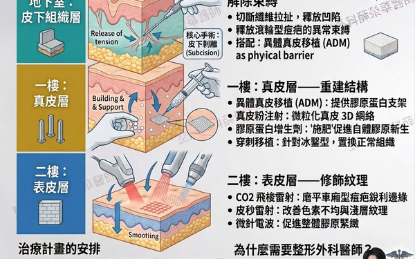 分層治療新思維：整形外科醫師如何從皮下組織、真皮到表皮精準修復？