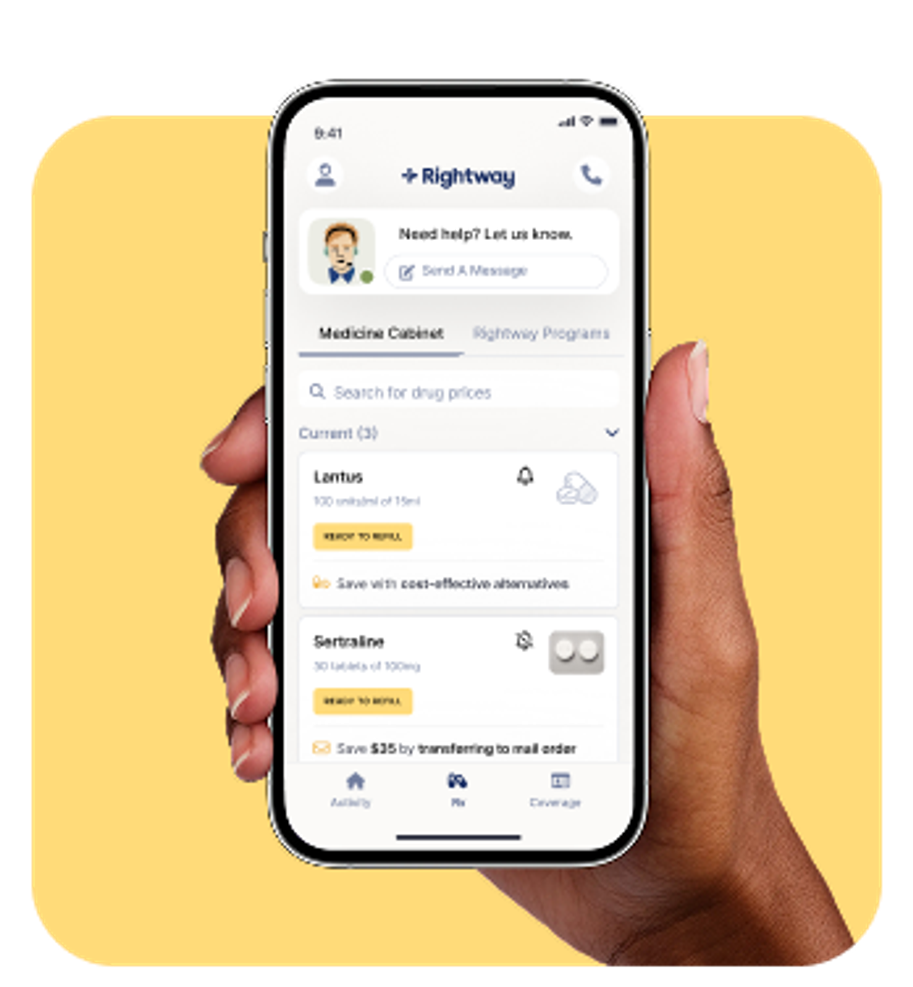 Rightway app on phone screen