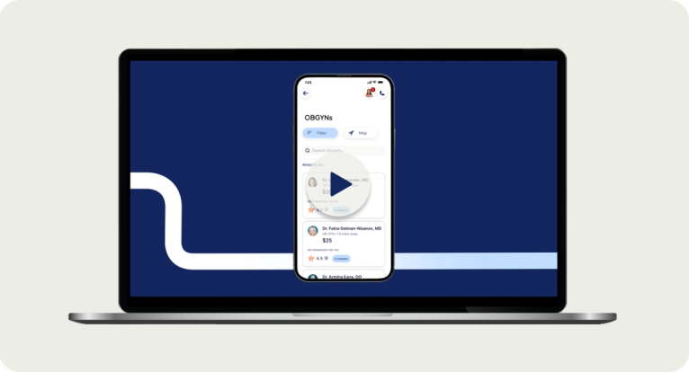 Laptop showing video featuring the Rightway app's care finder feature.