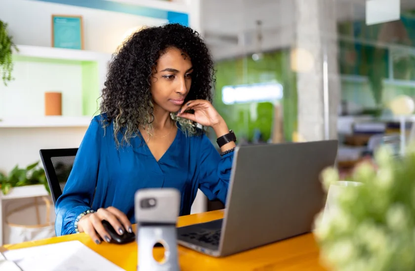 Professional female working on laptop