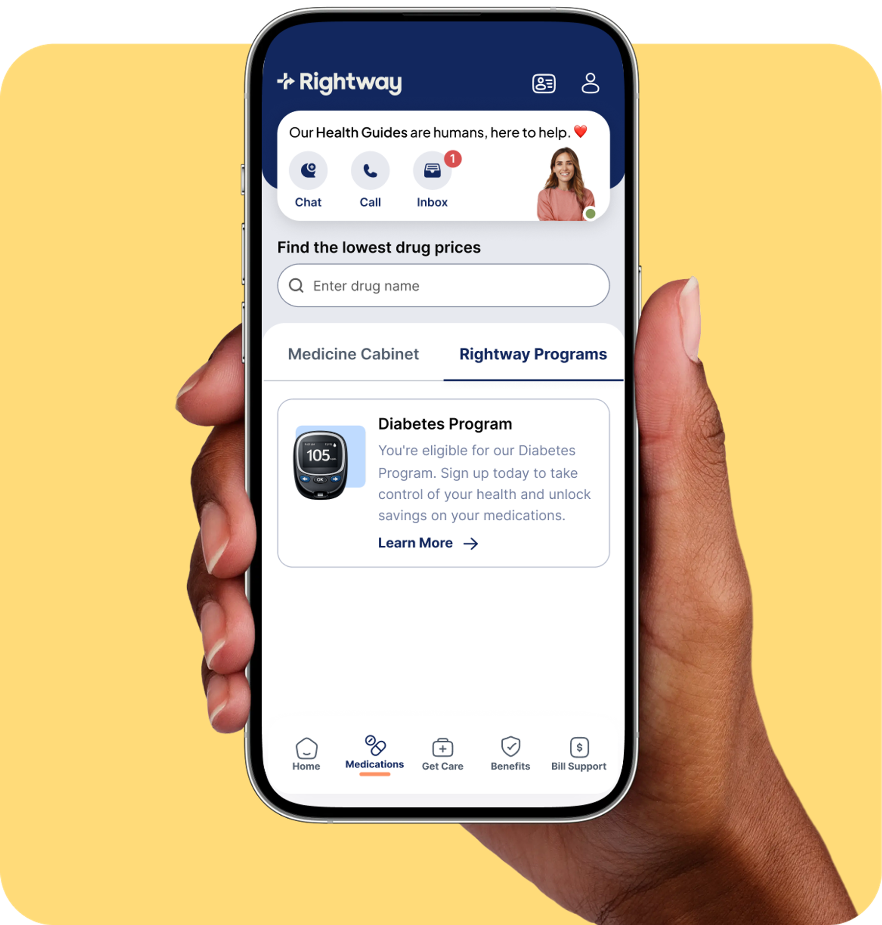 mobile app with Rightway Diabetes program