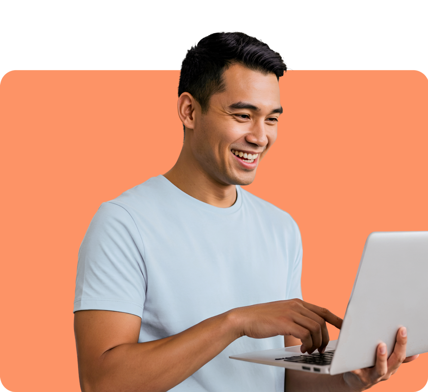 Smiling man on laptop 
