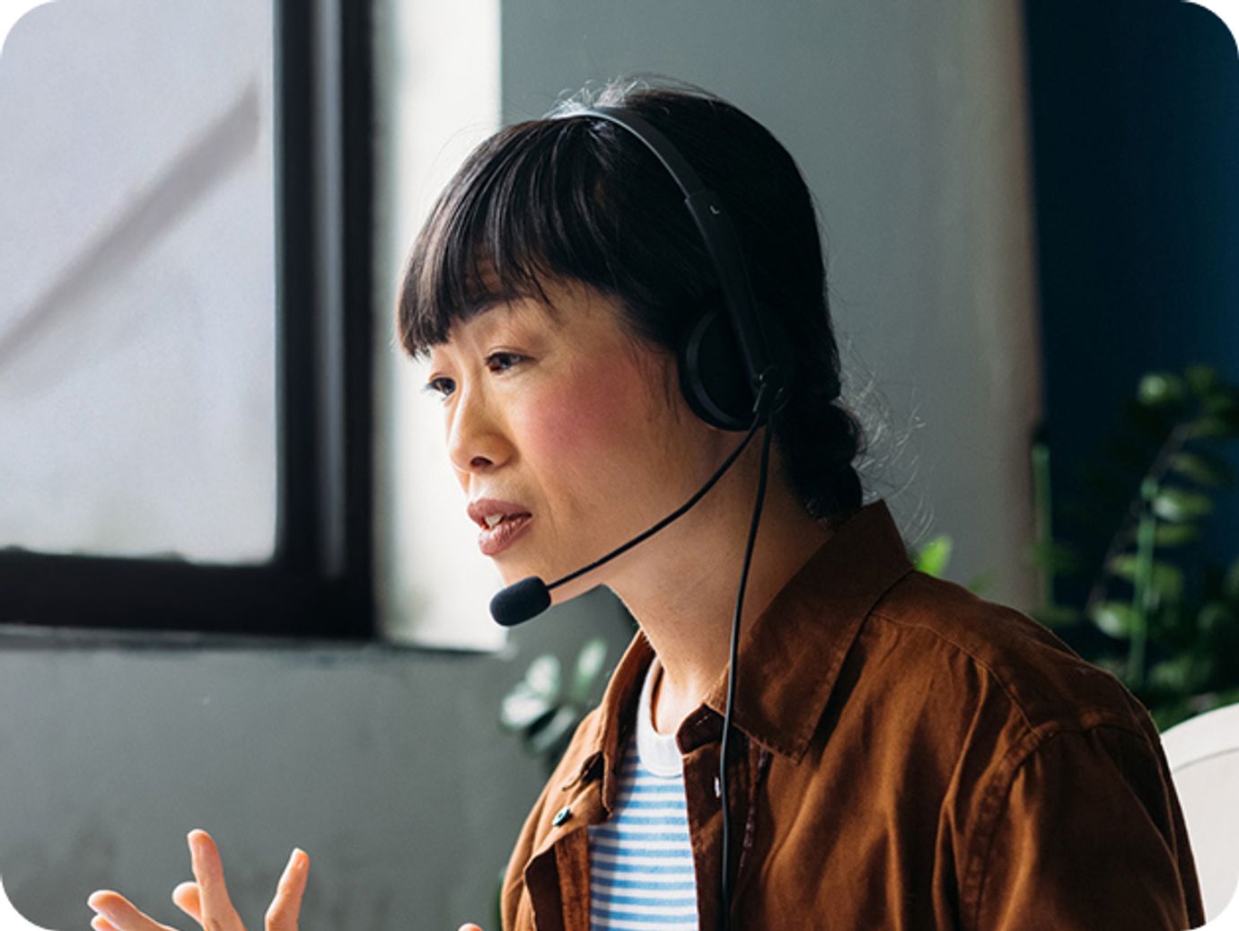 Pharmacist on headset phone