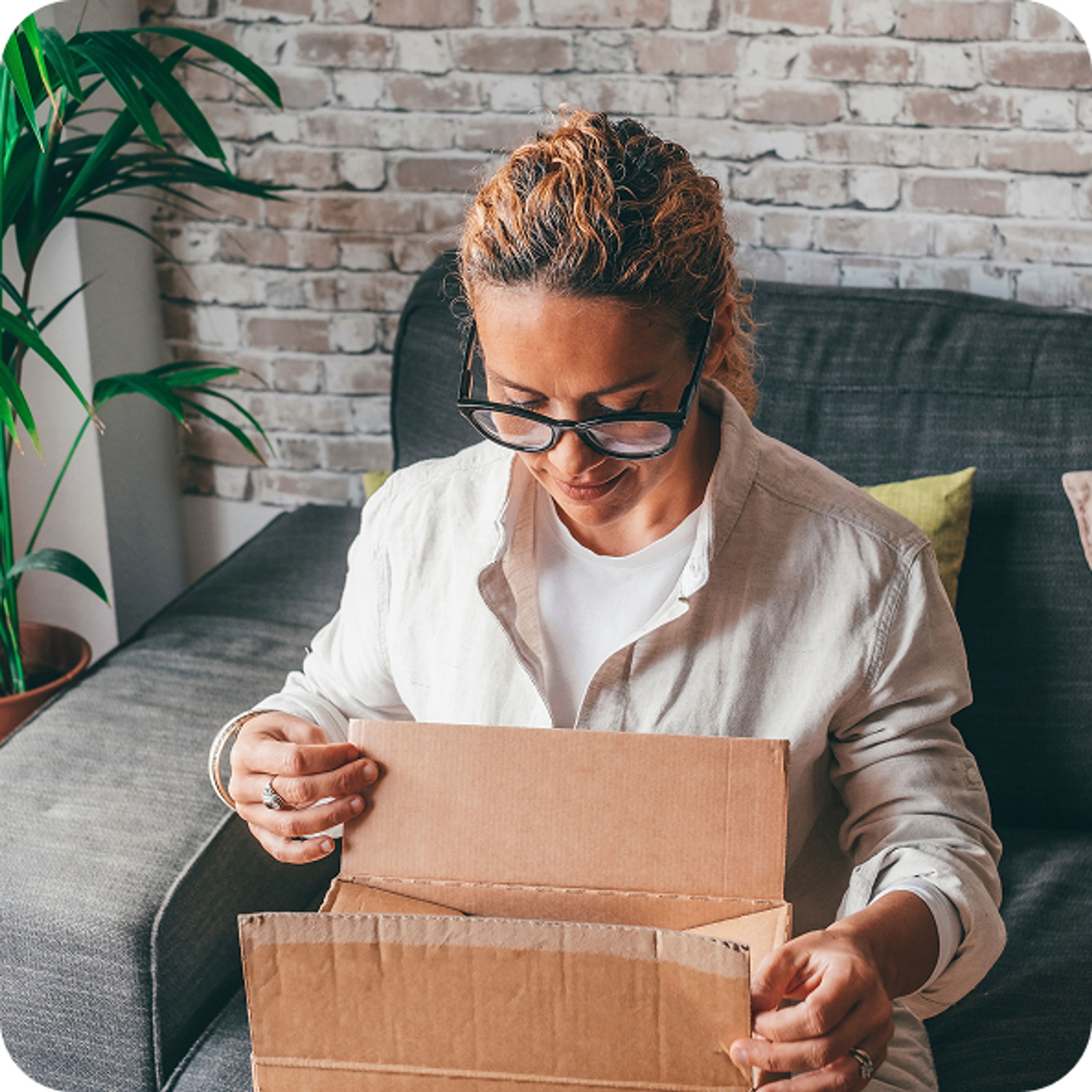 Lady looking in box