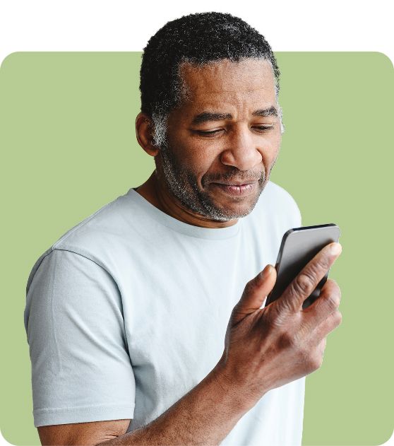 man looking at phone