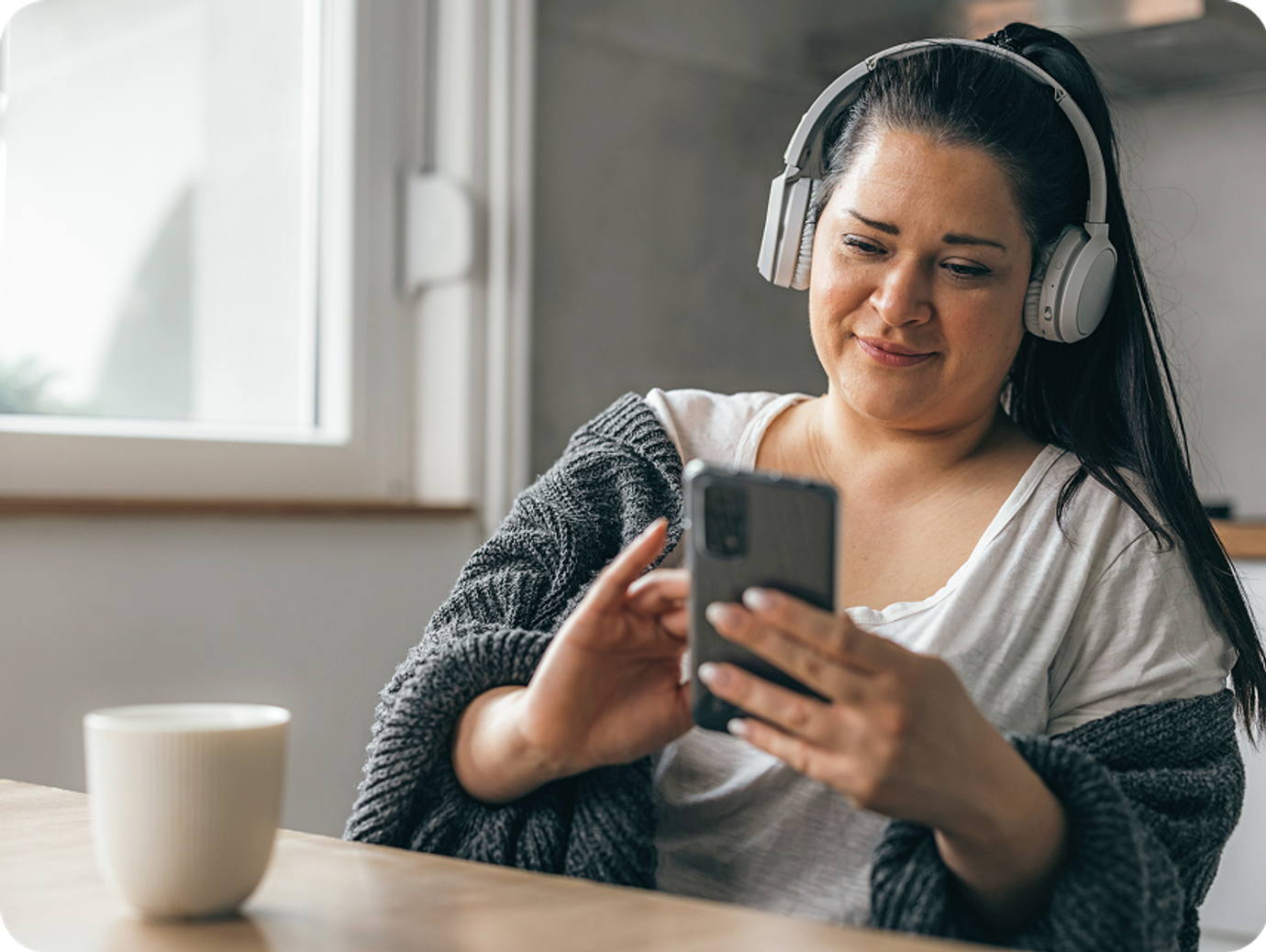 Lady looking at mobile phone