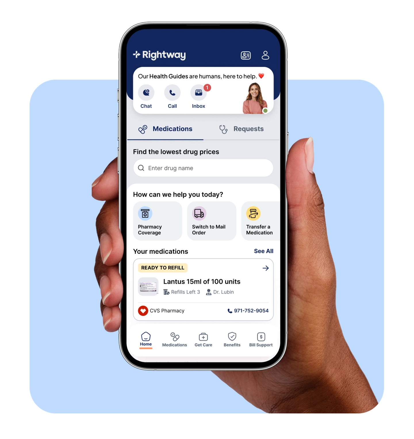 Phone with Rightway app