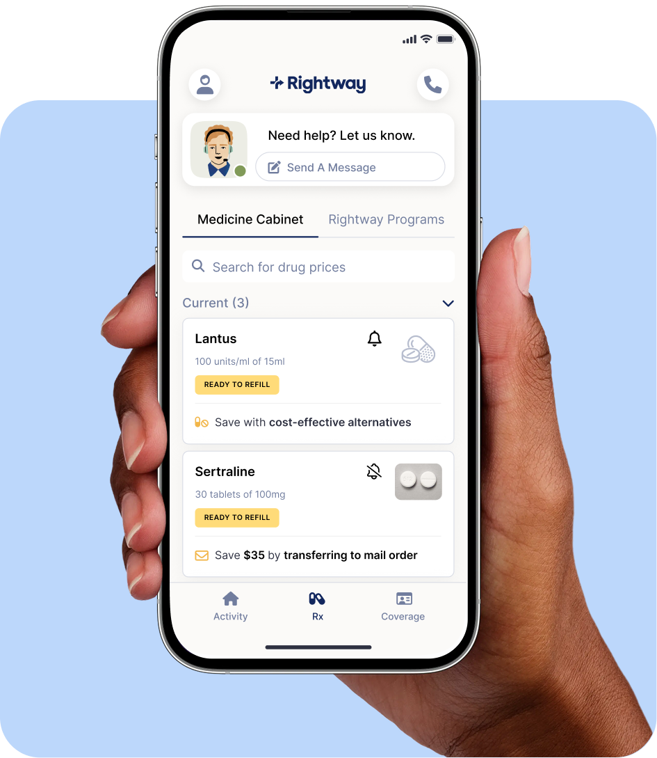 Smiling Rightway PBM member with glasses.