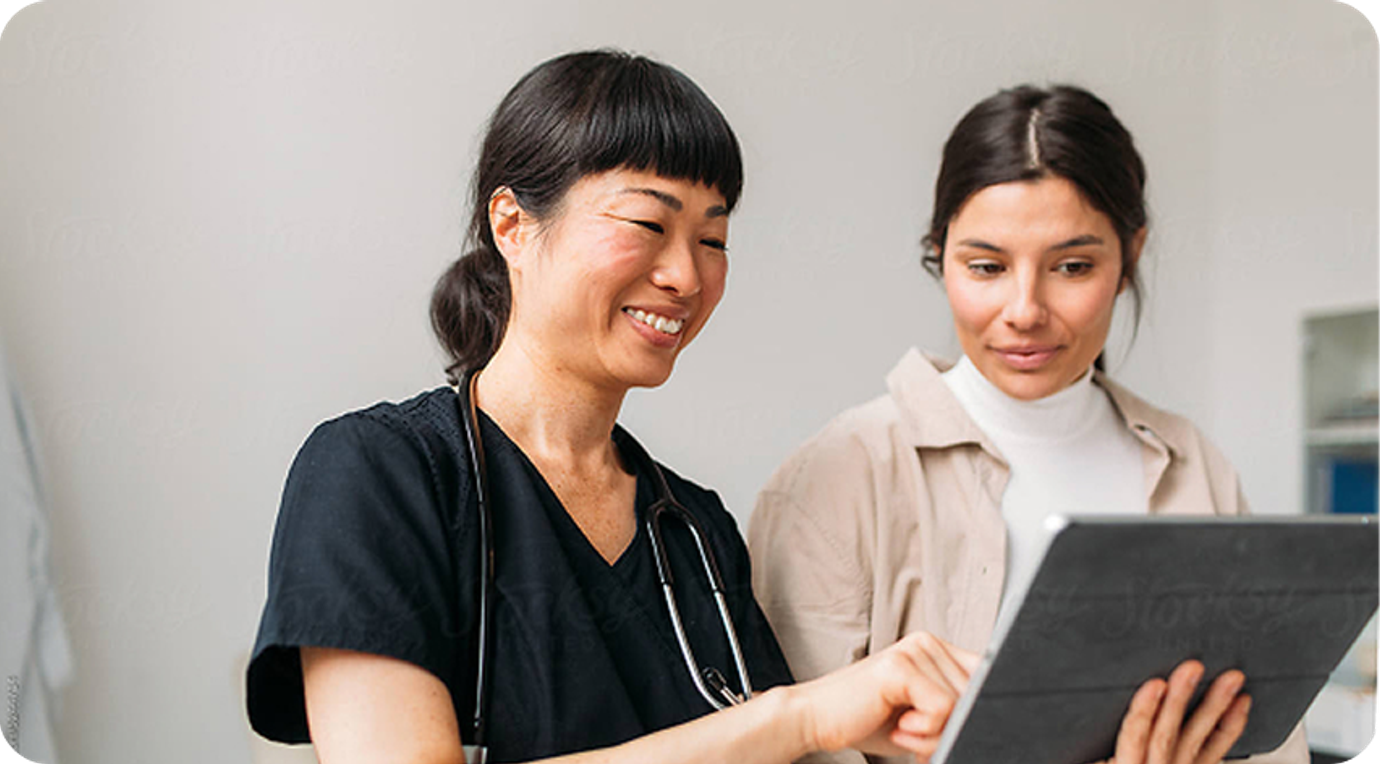 lady looking into box