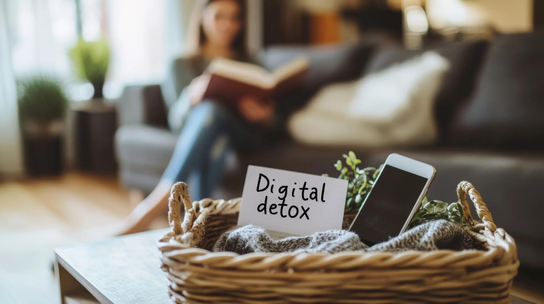 Rightway | Clinical Care Navigation | Effective Transparent PBM.. A phone put in a basket with a sign that says digital detox.