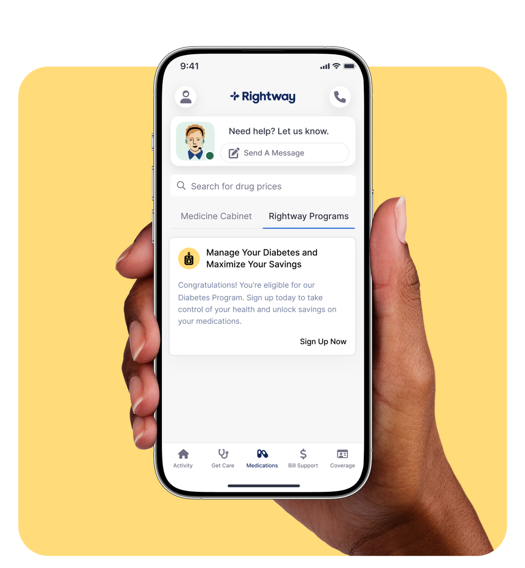 mobile app with Rightway Diabetes program