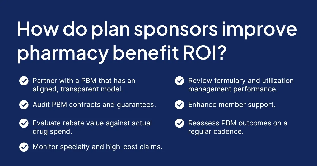 Seven strategies for improving pharmacy benefit ROI.