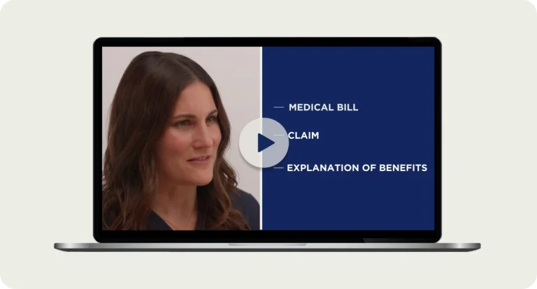Laptop showing Rightway's "Disputing a medical bill" video.