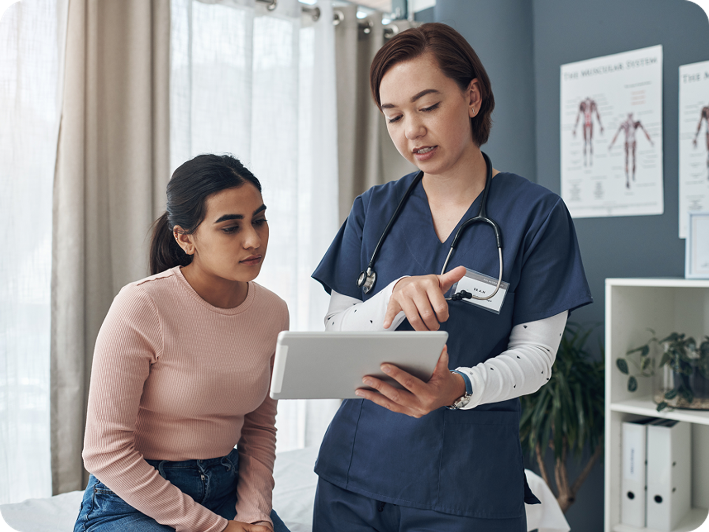 lady looking into box