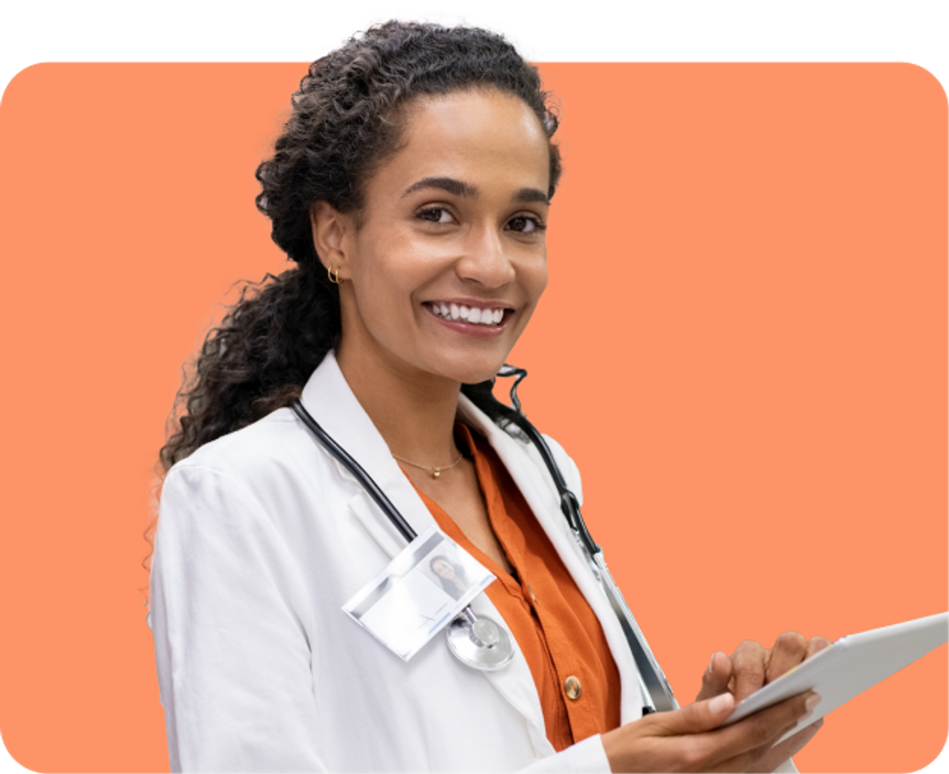 Female physician on ipad