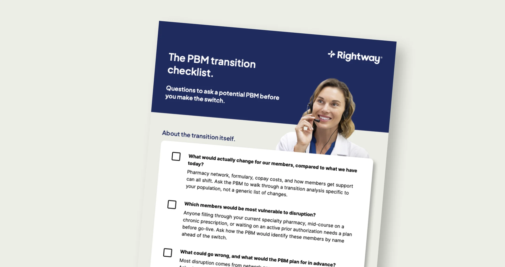 The PBM transition checklist.