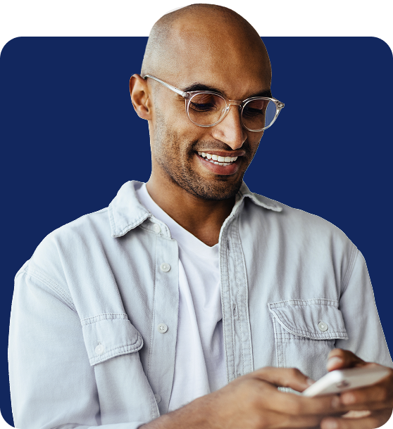man looking at phone