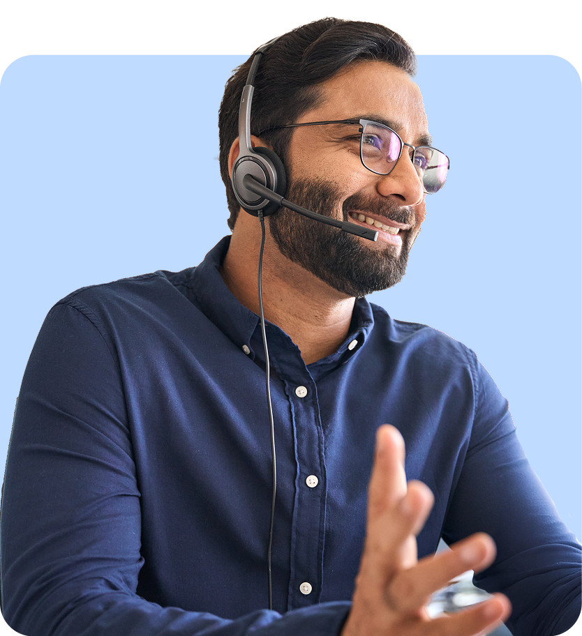 smiling man in headset