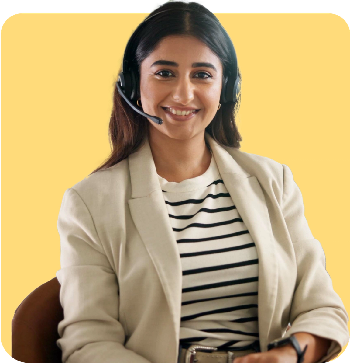 lady with headset