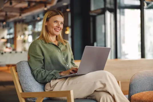 Benefits leader on laptop