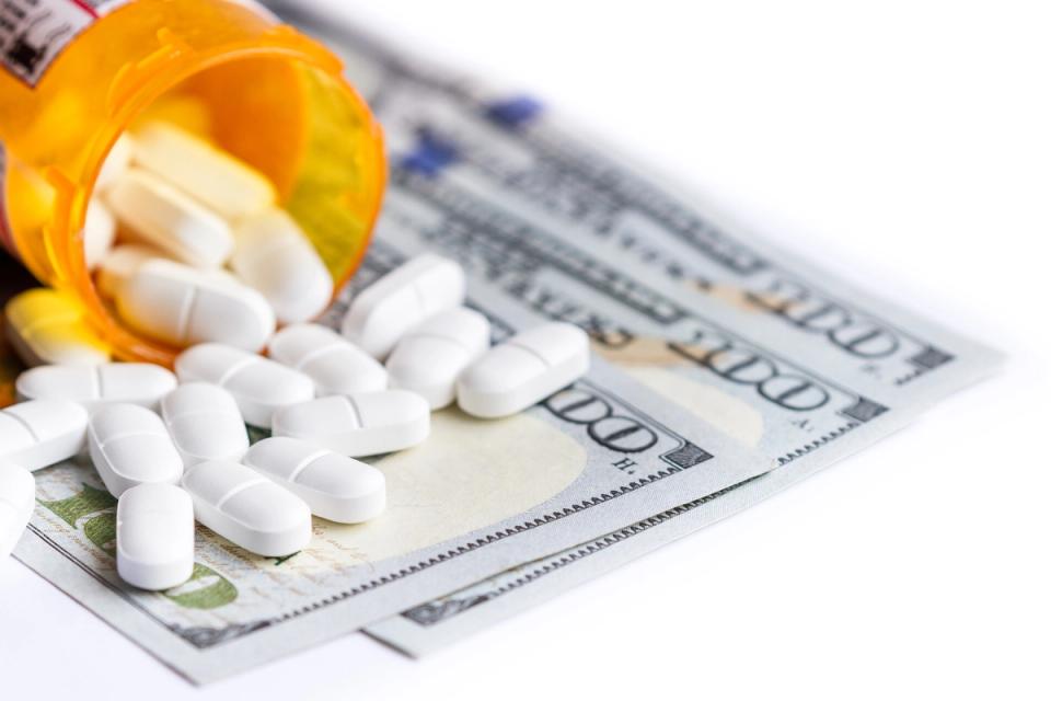 pills on top of money