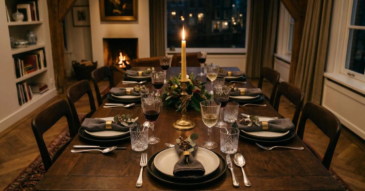 Gedekte tafel voor een intiem diner aan huis
