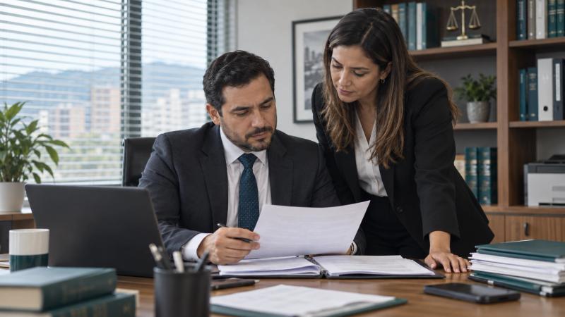 Profesionales revisando documentos.