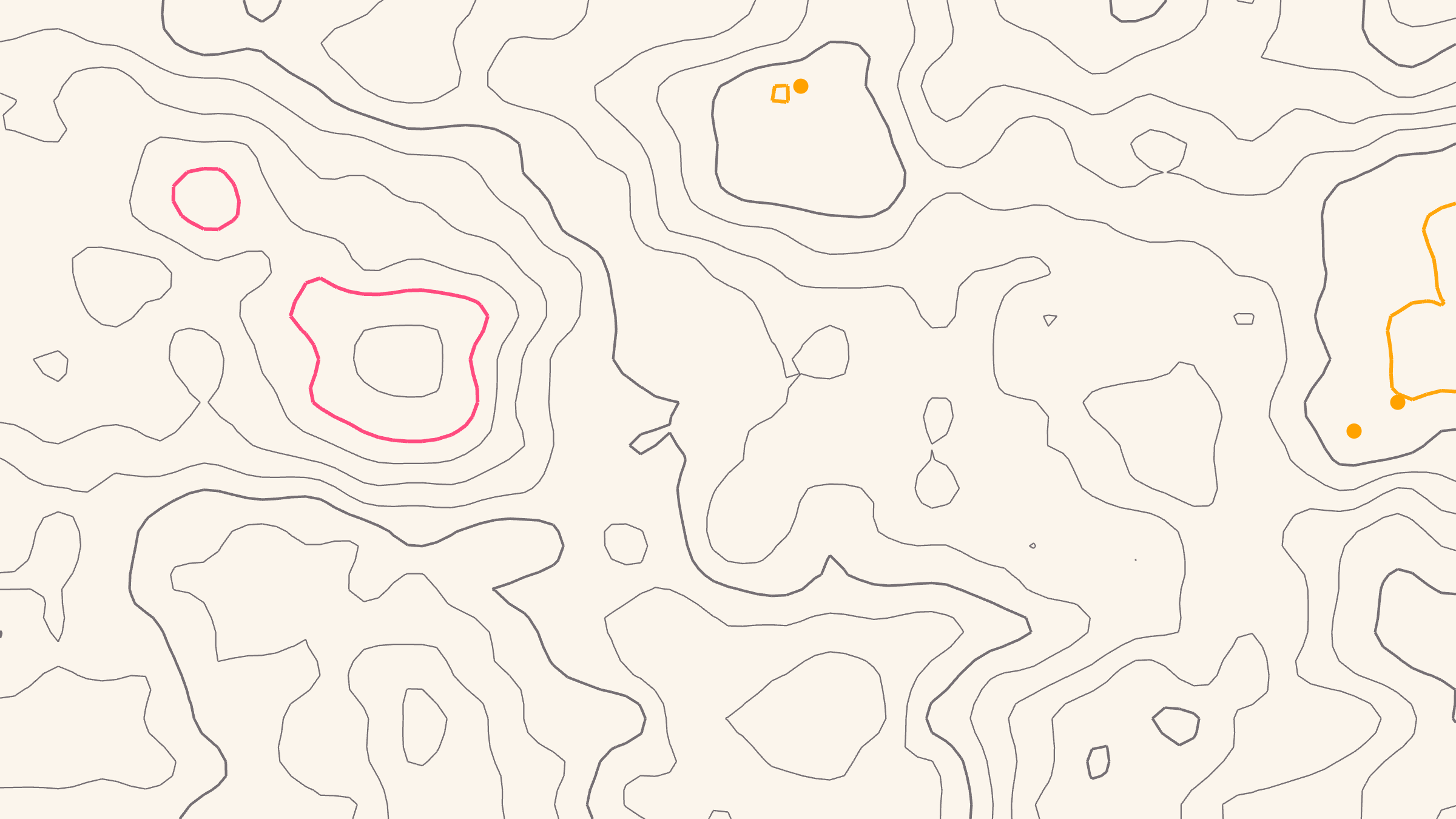 Abstract illustration of many small overlapping ripples spreading across a still surface, like rain on water