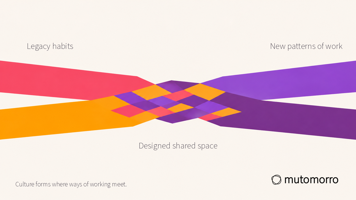 Abstract illustration showing two forms meeting, with rich texture emerging where they overlap