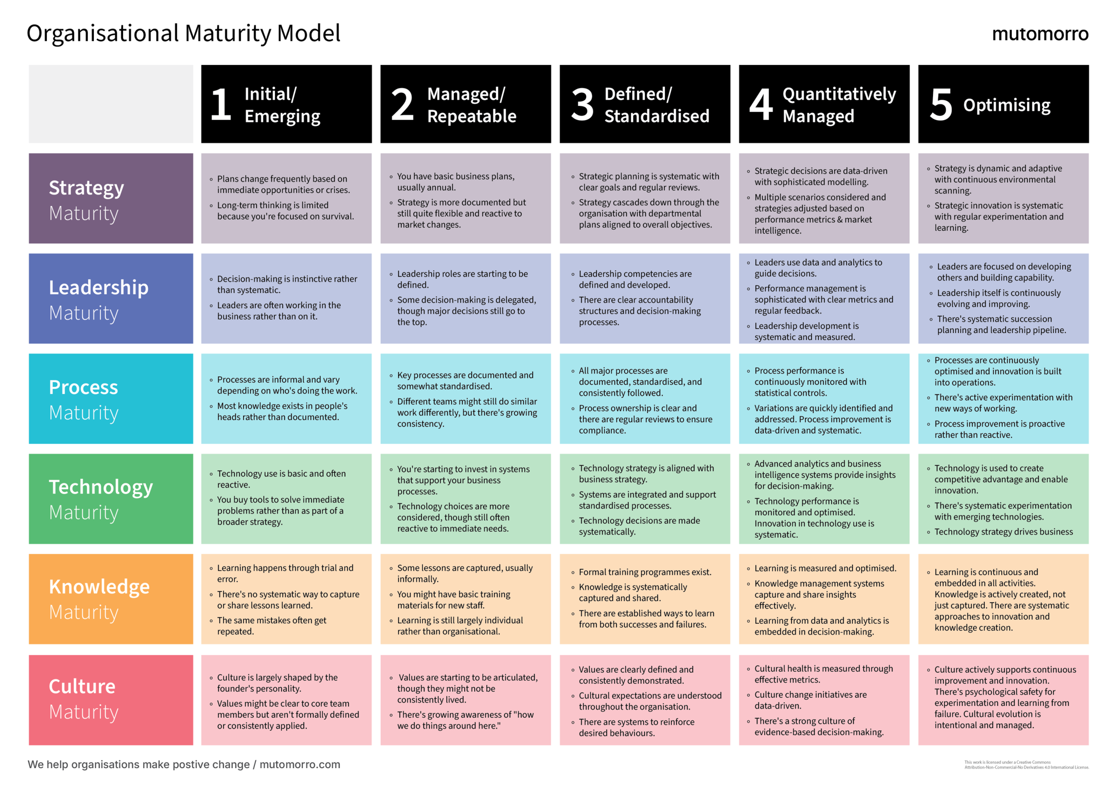Free Organisational Maturity Model template - downloadable PDF