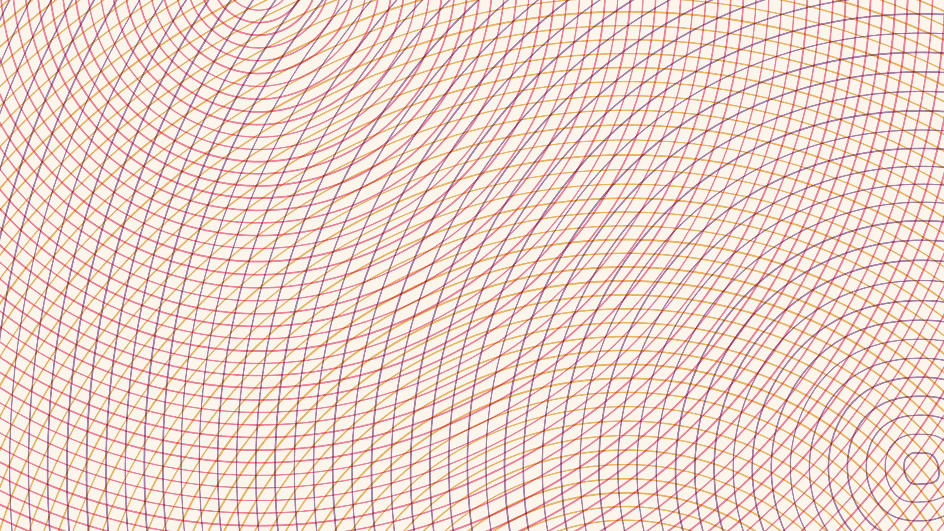 Two groups of stylised figures beginning to form connections across a shared space