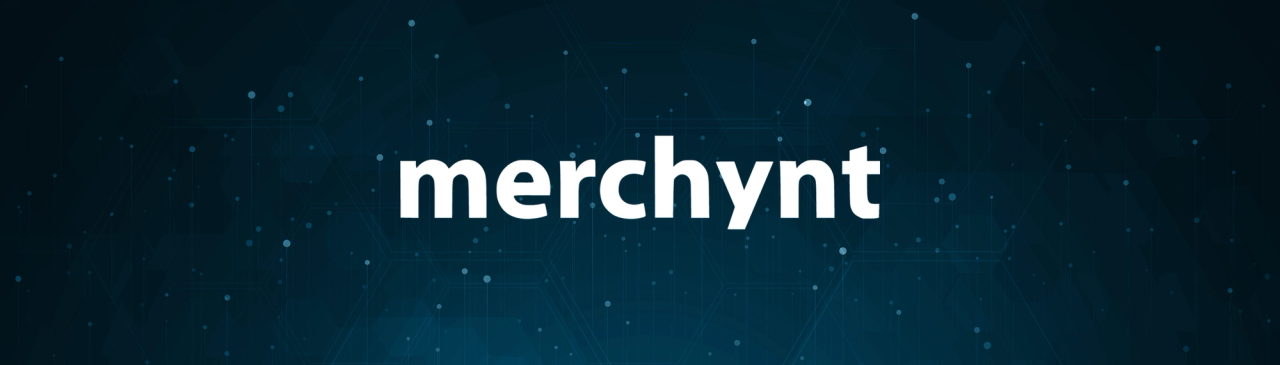 "merchynt" text on a dark blue background with a geometric, tech-themed pattern.