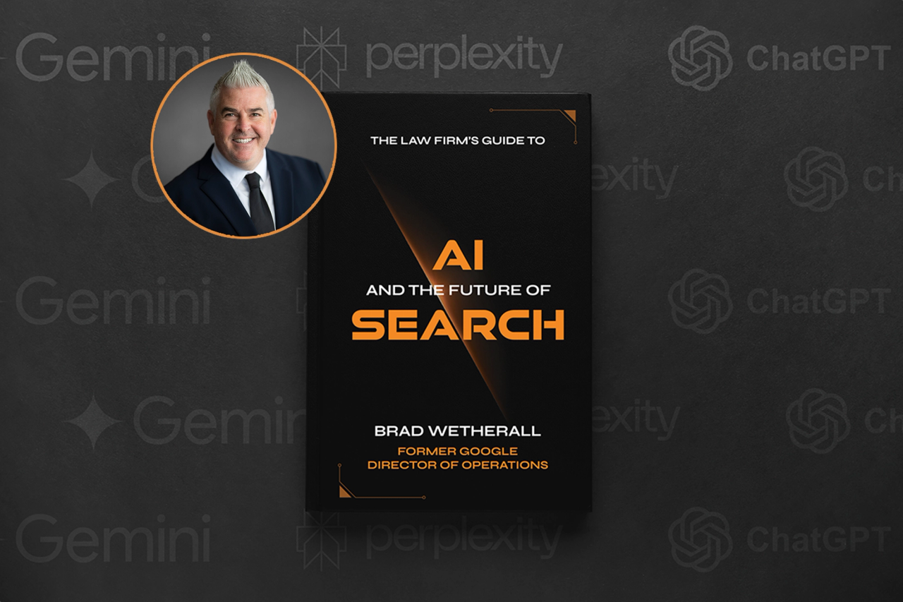 Book cover "AI and the Future of Search" by Brad Wetherall, former Google Director. Man's photo to the left.
