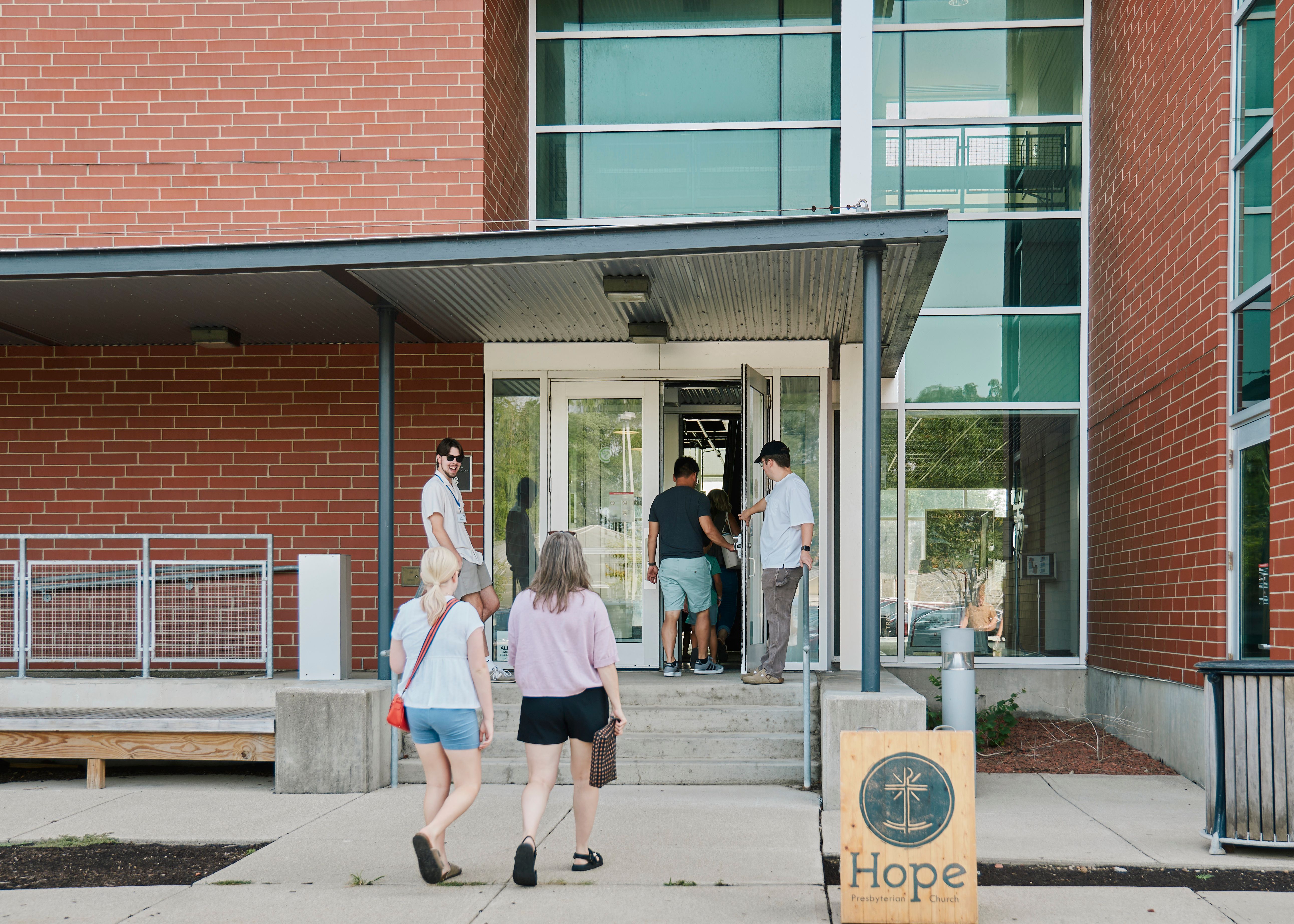 The Hope Church entrance at the Nationwide and Ohio Farm Bureau 4-H Center on Ohio State's campus, with Hope welcome signage.