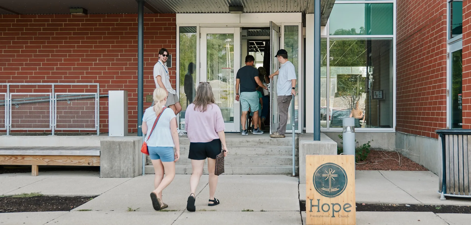 The Hope Church entrance at the Nationwide and Ohio Farm Bureau 4-H Center on Ohio State's campus, with Hope welcome signage.
