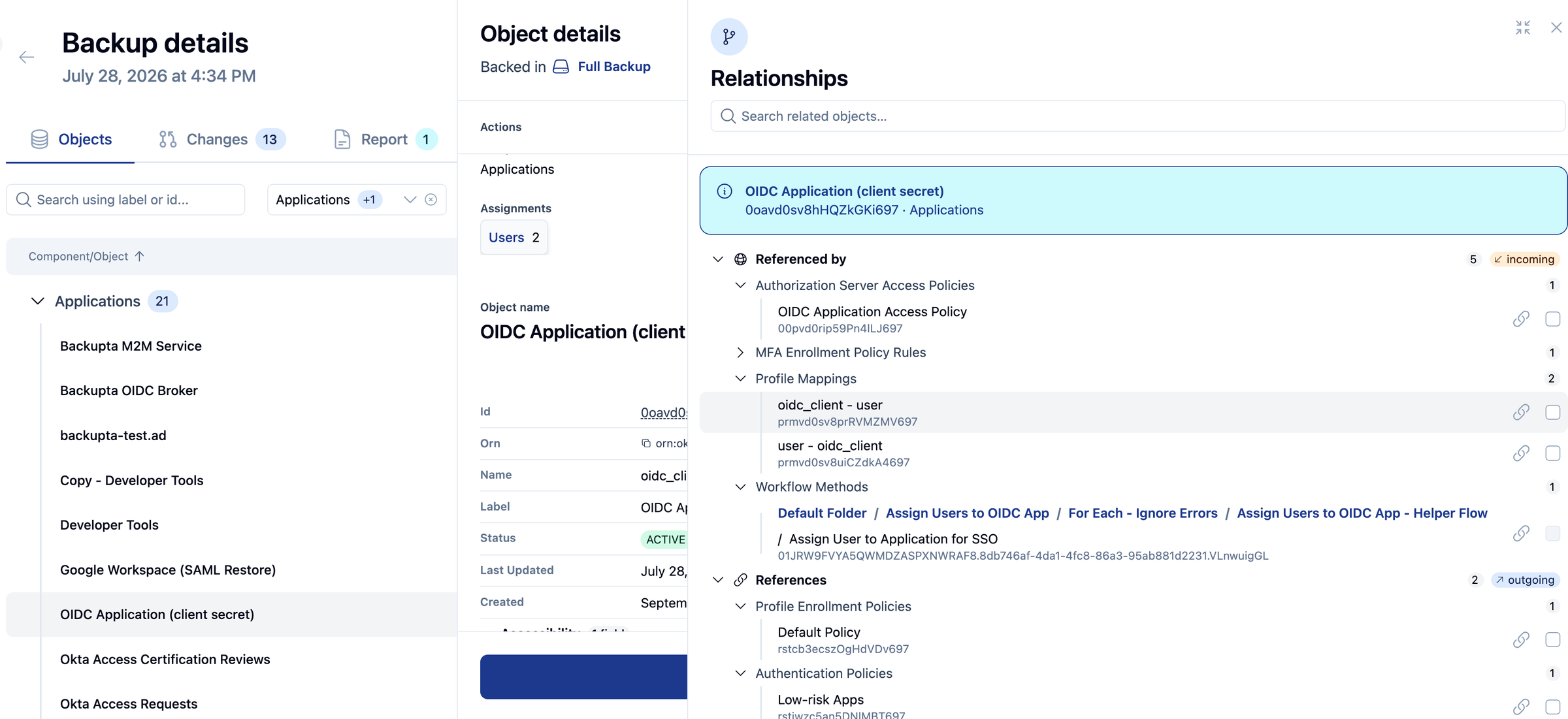 Restore Applications with Workflow and other dependencies